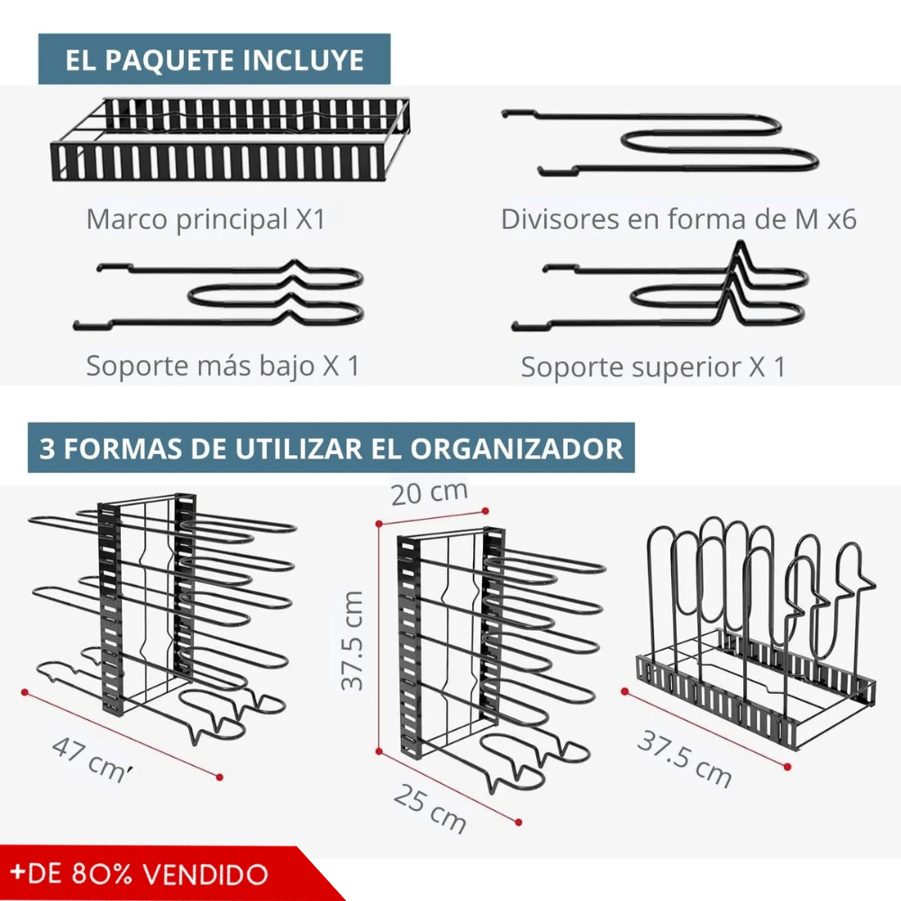 Organizador multifuncional confort de Ollas y Sartenes