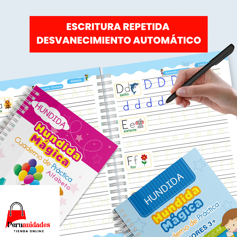 SET CUADERNO MAGICO(4 CUADERNOS + LAPICERO MAGICO)