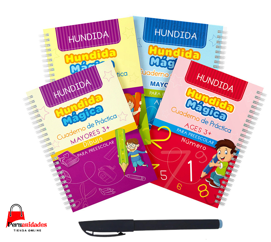 SET CUADERNO MAGICO(4 CUADERNOS + LAPICERO MAGICO)
