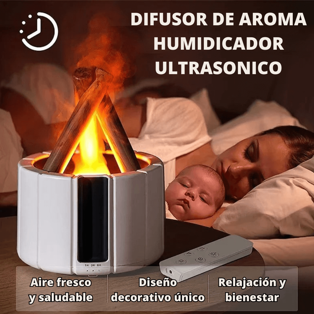 Humidificador Difusor en Forma de Fogata | Relájate, Purifica y Decora con Calidez Visual