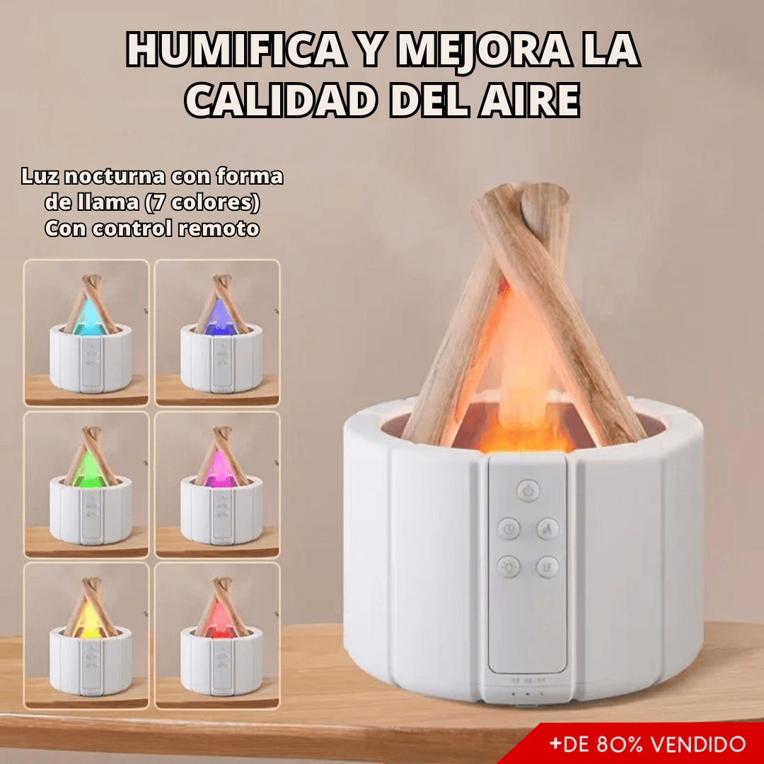 Humidificador Difusor en Forma de Fogata | Relájate, Purifica y Decora con Calidez Visual