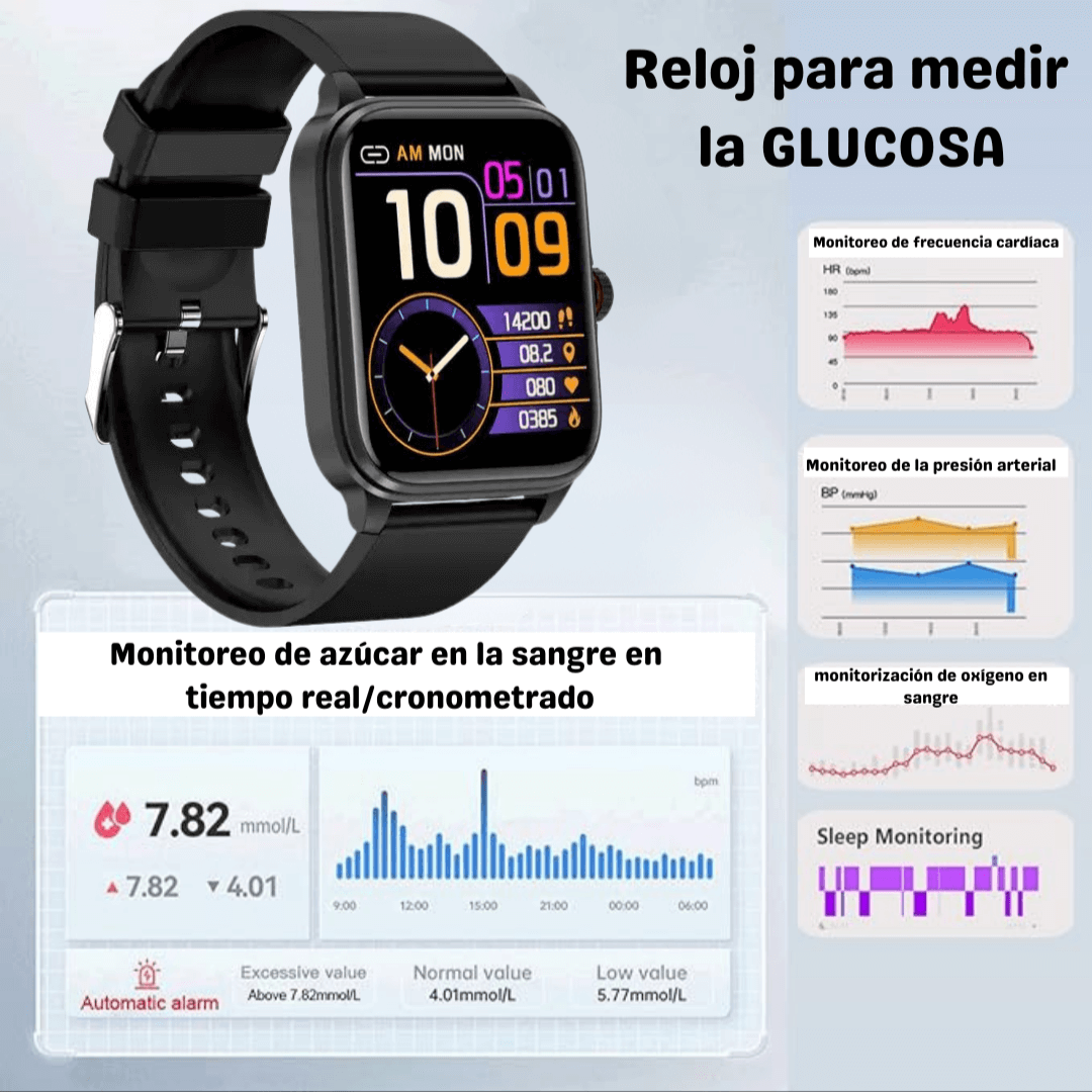 RELOJ INTELIGENTE PARA MEDIR GLUCOSA PLUS