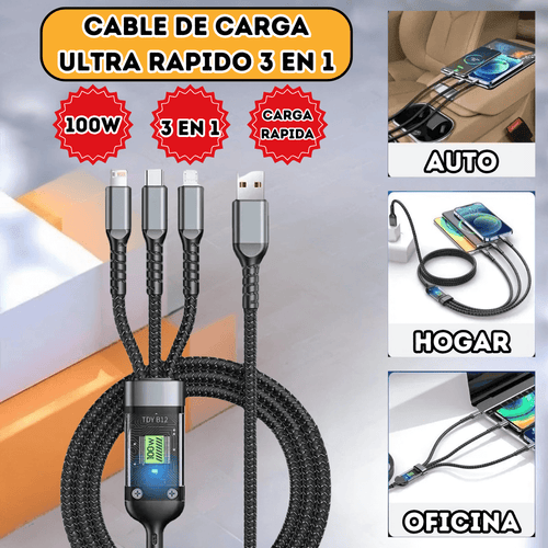 Cable de Carga ULTRA RAPIDA 3 en 1
