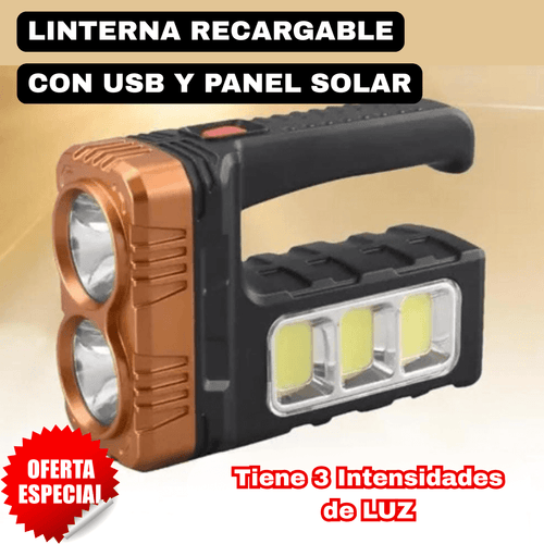Linterna Recargable con Panel Solar PREMIUM