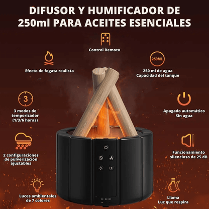 Humidificador Difusor en Forma de Fogata | Relájate, Purifica y Decora con Calidez Visual