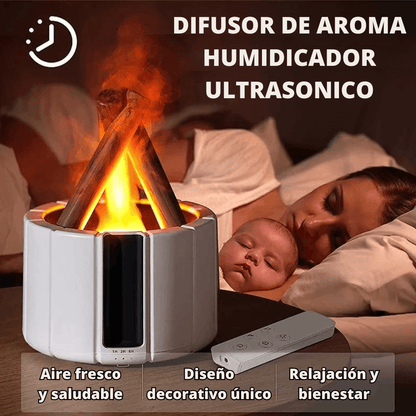 Humidificador Difusor en Forma de Fogata | Relájate, Purifica y Decora con Calidez Visual
