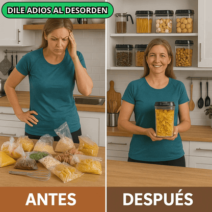 Set de 7 Frascos Organizadores Premium – Almacena Menestras, Alimentos y Más sin Derrames