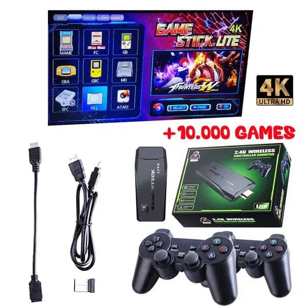 Consola Retro 4K Videojuego con 10.000 Juegos Clásicos + 2 MANDOS INALAMBRICOS de Regalo